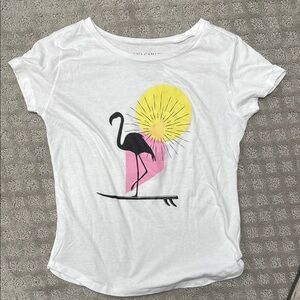 White Pink Flamingo Graphic Tee Short Sleeve